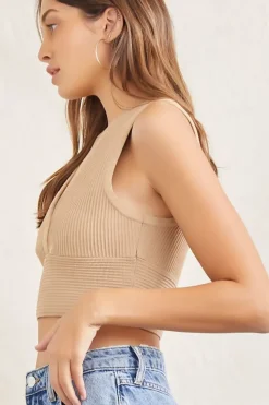 Sweater-Knit Ribbed Crop Top