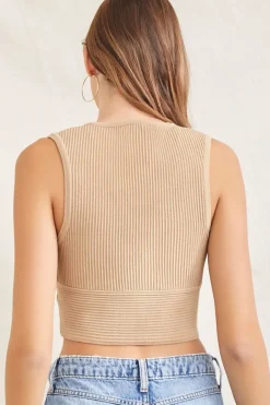Sweater-Knit Ribbed Crop Top
