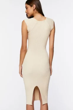 Sweater-Knit Ribbed Midi Dress