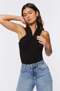 Sweater-Knit Sleeveless Bodysuit