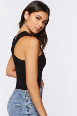 Sweater-Knit Sleeveless Bodysuit