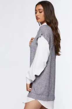 Sweater Vest & Shirt Combo Dress