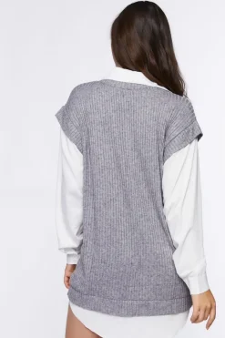 Sweater Vest & Shirt Combo Dress