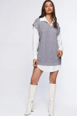Sweater Vest & Shirt Combo Dress