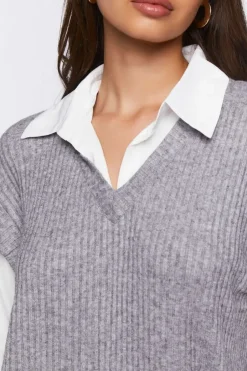 Sweater Vest & Shirt Combo Dress
