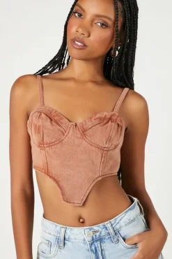 Sweetheart Denim Corset Crop Top