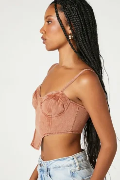 Sweetheart Denim Corset Crop Top