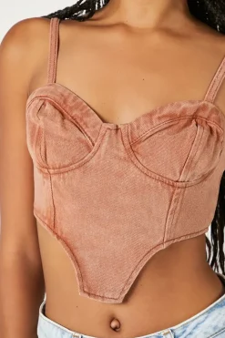Sweetheart Denim Corset Crop Top