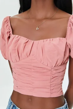 Sweetheart Puff-Sleeve Crop Top