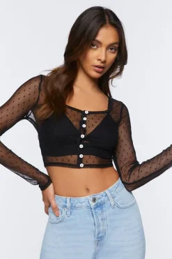 Swiss Dot Mesh Crop Top