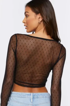Swiss Dot Mesh Crop Top