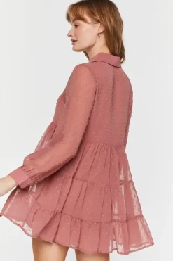 Swiss Dot Tiered Shirt Dress