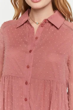 Swiss Dot Tiered Shirt Dress