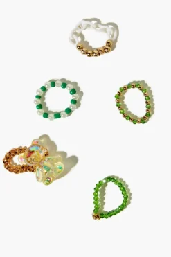 Teddy Bear Beaded Ring Set