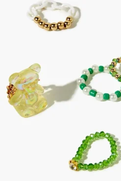 Teddy Bear Beaded Ring Set