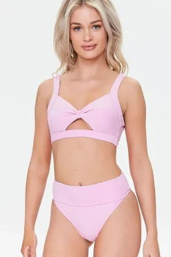 Terry Cloth High-Leg Bikini Bottoms