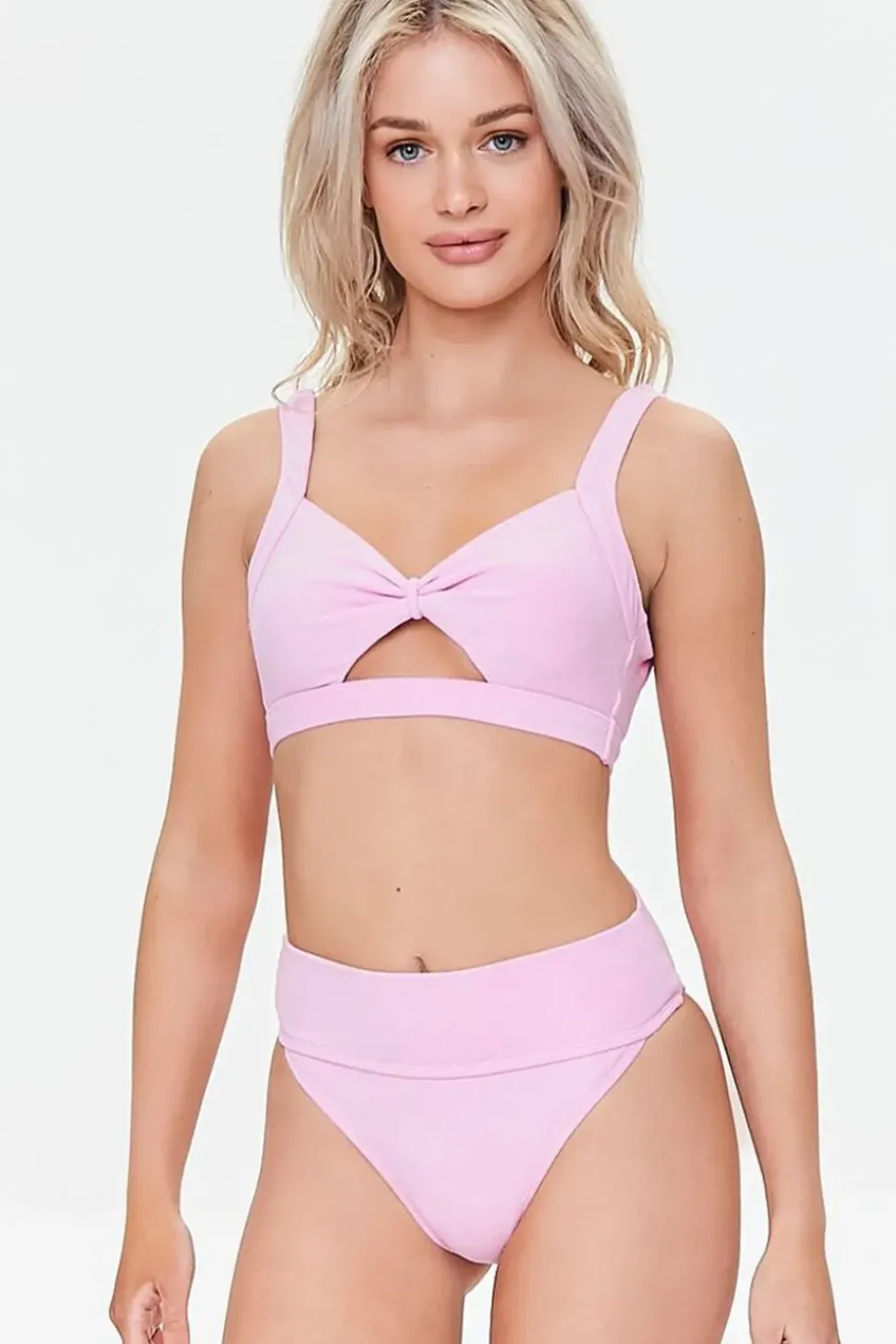 Terry Cloth High-Leg Bikini Bottoms