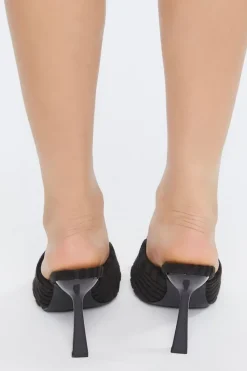 Terry Cloth Open-Toe Stiletto Heels