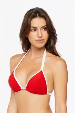 Terry Cloth Triangle Halter Bikini Top