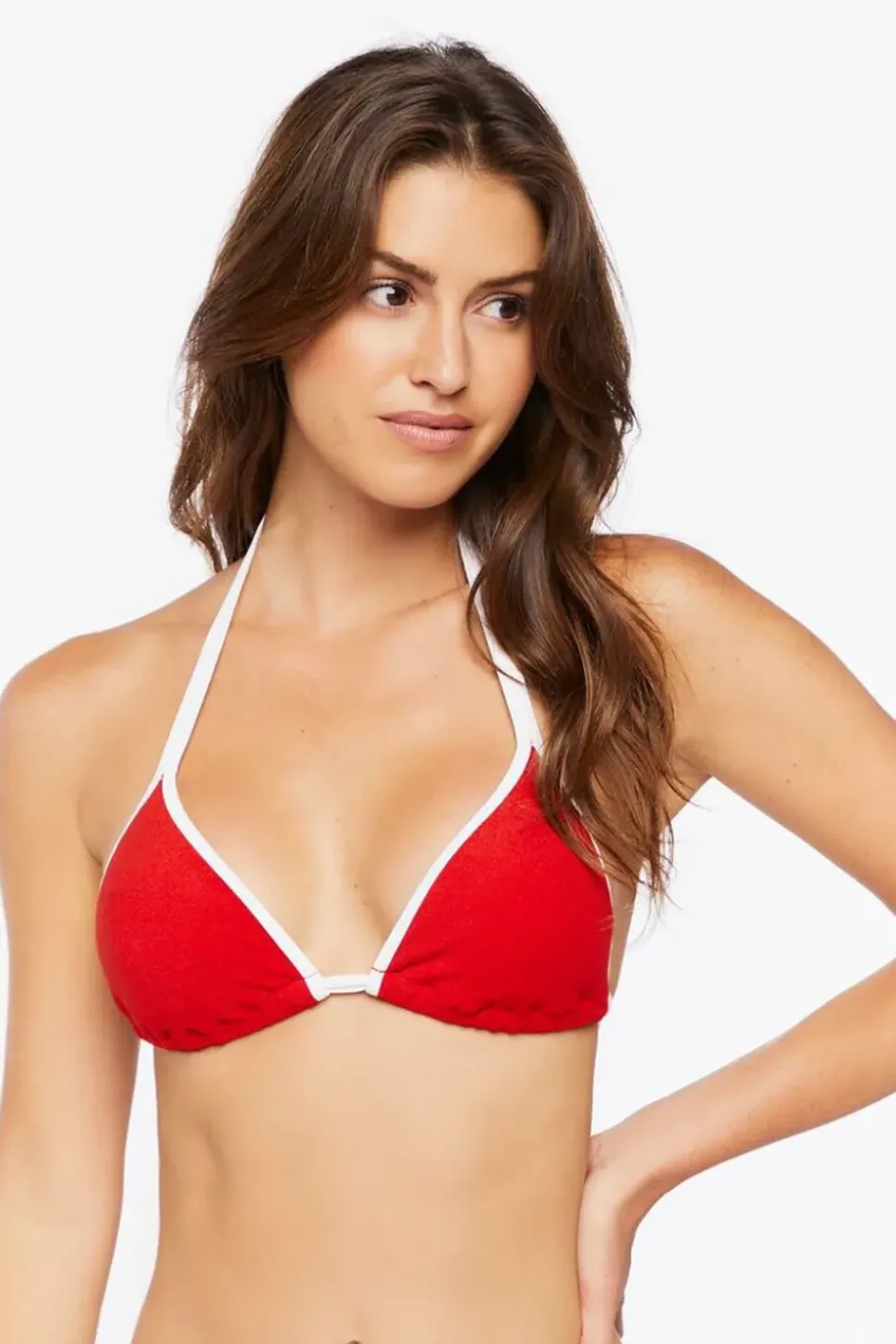 Terry Cloth Triangle Halter Bikini Top