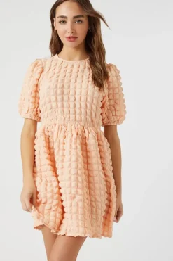 Textured Babydoll Mini Dress