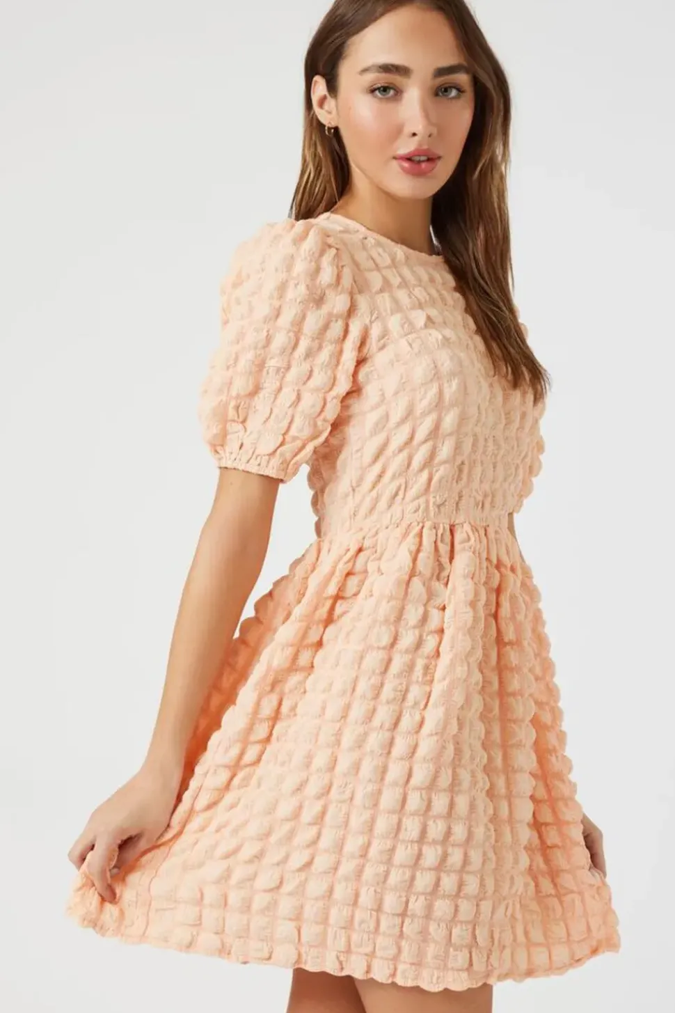 Textured Babydoll Mini Dress