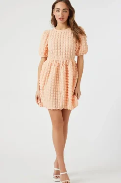 Textured Babydoll Mini Dress