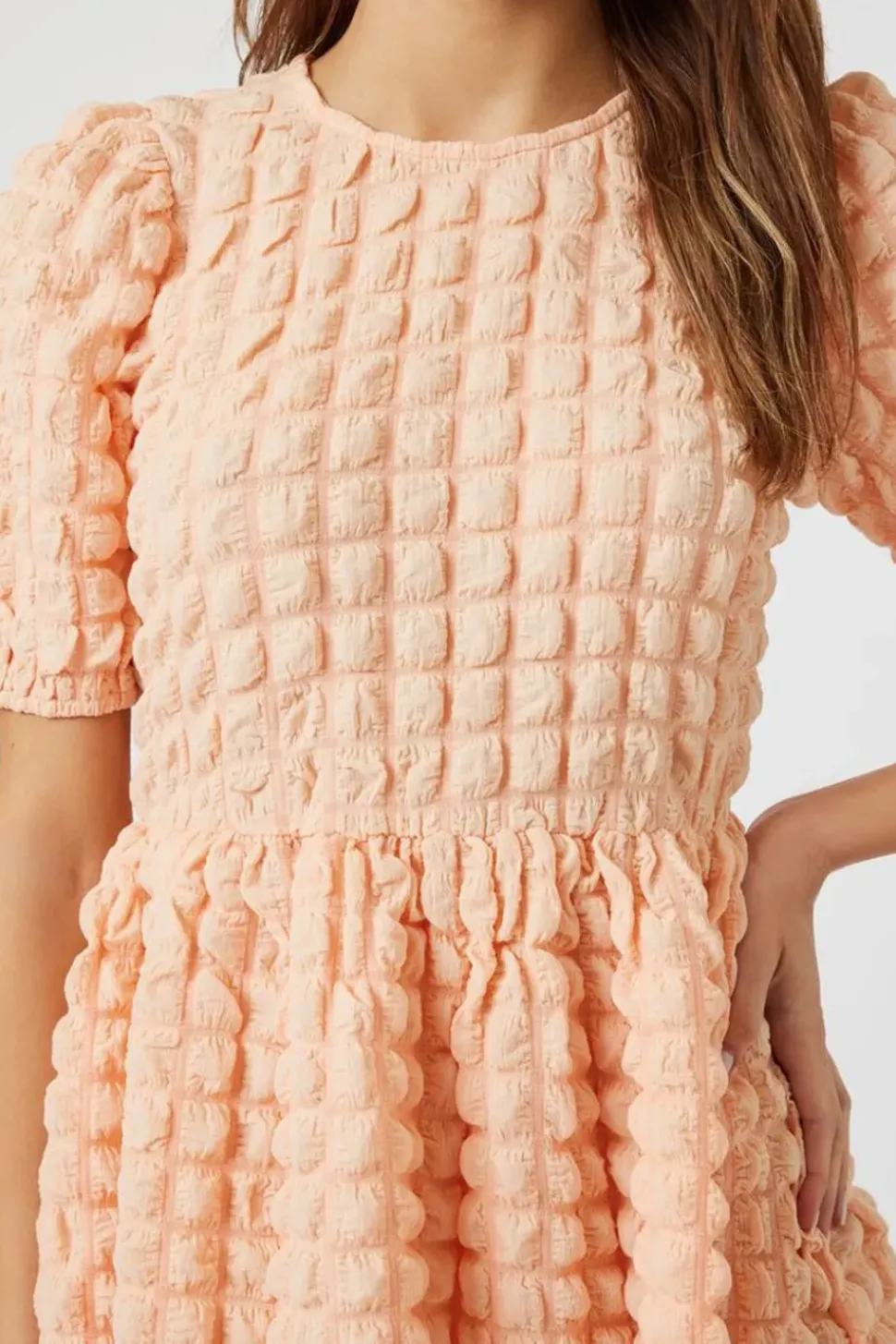 Textured Babydoll Mini Dress