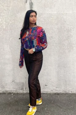 Textured Chiffon Crop Top