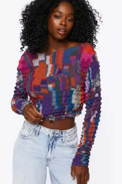 Textured Chiffon Crop Top
