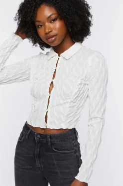 Textured Cropped Shirt