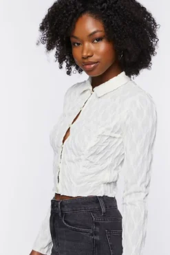 Textured Cropped Shirt