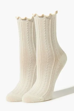 Textured Lettuce-Edge Crew Socks