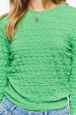 Textured Long-Sleeve Crop Top