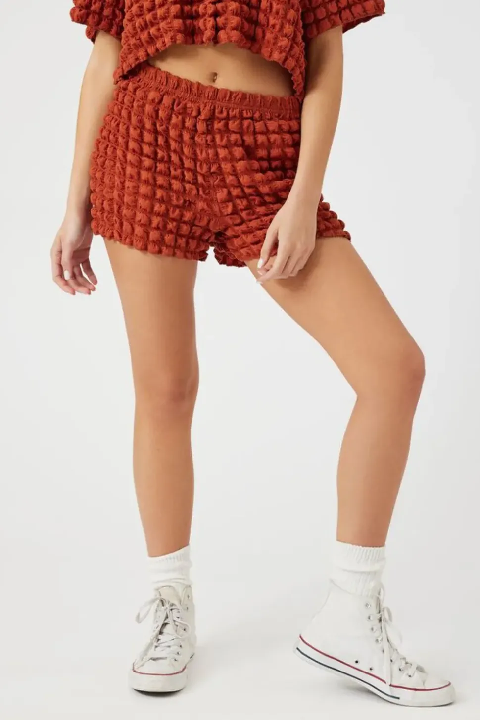Textured Mid-Rise Shorts