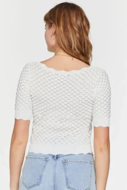 Textured Short-Sleeve Crop Top