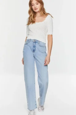 Textured Short-Sleeve Crop Top