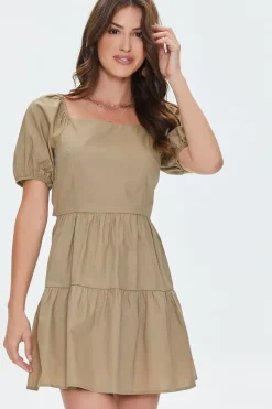 Tie-Back Poplin Mini Dress