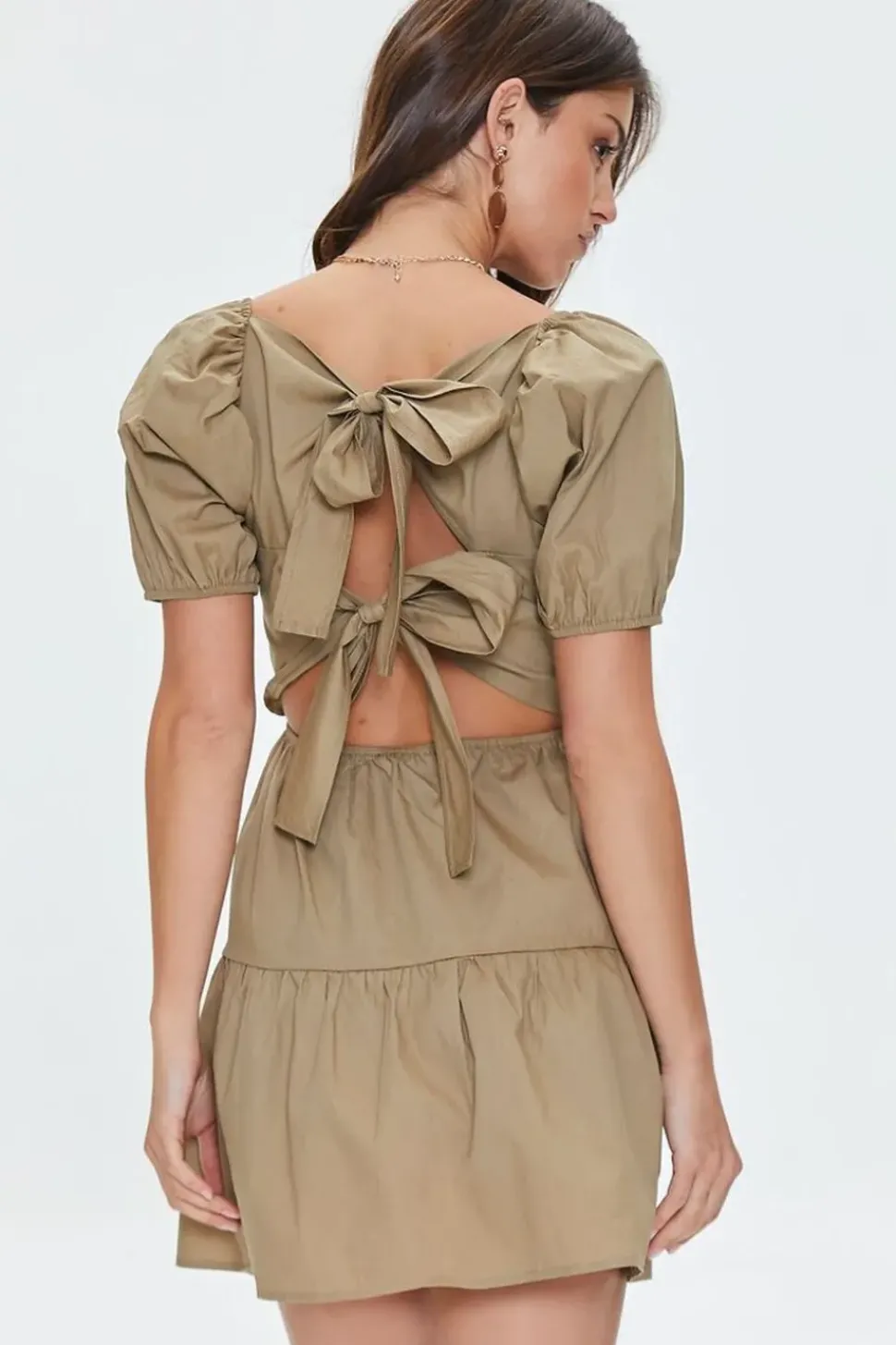 Tie-Back Poplin Mini Dress