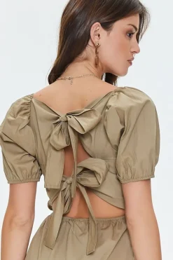 Tie-Back Poplin Mini Dress