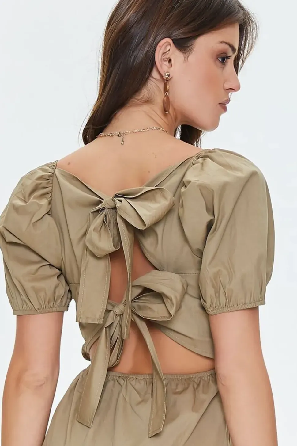 Tie-Back Poplin Mini Dress