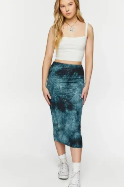 Tie-Dye Bodycon Midi Skirt