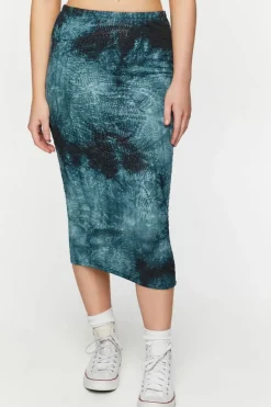 Tie-Dye Bodycon Midi Skirt