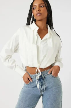 Tie-Front Cropped Shirt