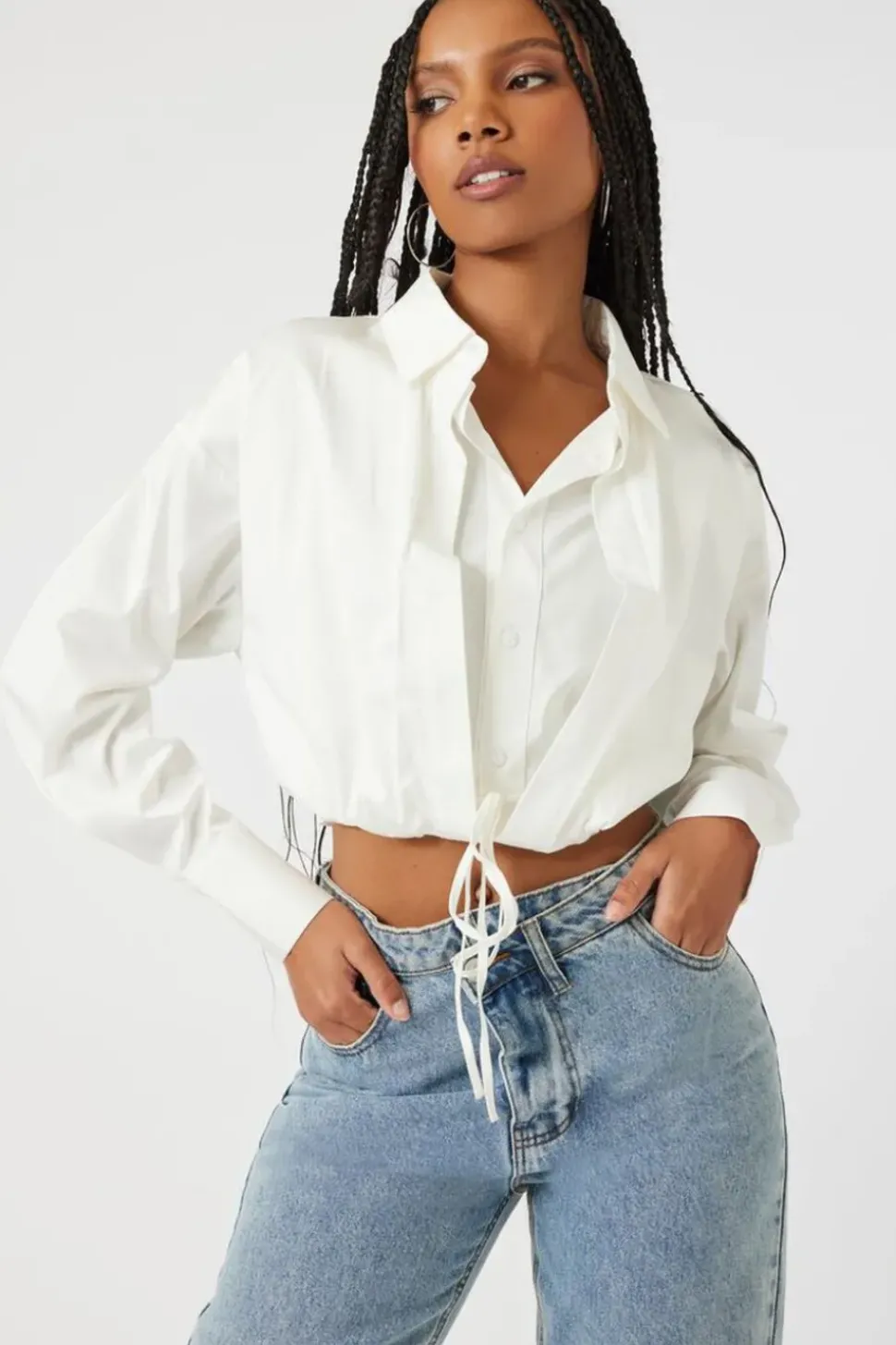 Tie-Front Cropped Shirt