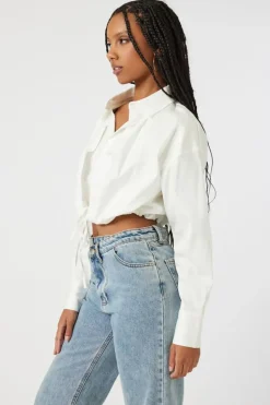 Tie-Front Cropped Shirt