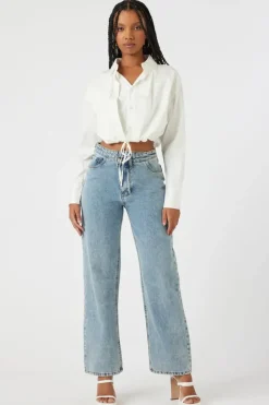 Tie-Front Cropped Shirt