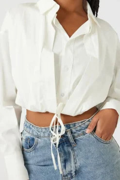 Tie-Front Cropped Shirt