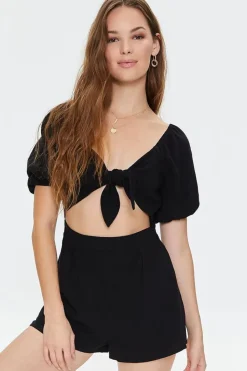 Tie-Front Cutout Romper