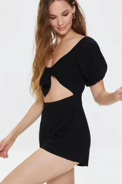 Tie-Front Cutout Romper